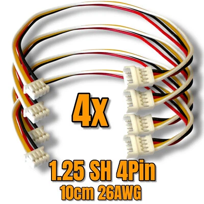 ✅ 4 x 1.25 mm 1.25mm SH 4Pin Micro Servo Cable de Extensión JST Macho Hembra ... - Imagen 1 de 4