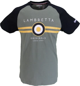 Lambretta Mens Khaki Green Retro Target Ringer T-Shirt - Picture 1 of 2
