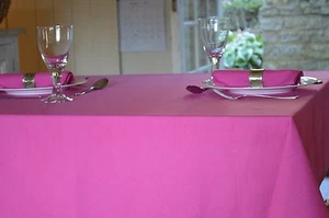 TABLECLOTH, 100% Cotton Plain Dyed Fuchsia Pink.Square, oblong, oval, round - Picture 1 of 3