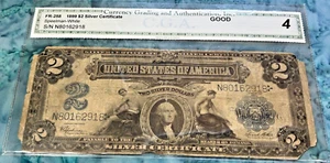 1899 $2 Silver Certificate Blue Seal "Mini Porthole" Note Good-4 - Picture 1 of 2