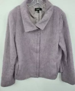Talbots Wool Alpaca Mohair Blend Purple Zip Up Womans Jacket Lined Size 18 NWOT - Picture 1 of 13