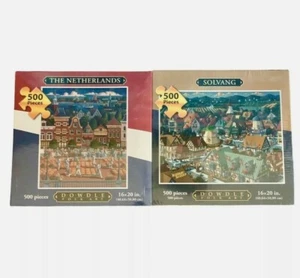DOWDLE Folk Art Puzzles 2 Pack The Netherlands & Solvang New Sealed  - Picture 1 of 5