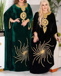 SALE Moroccan Dubai Kaftans Farasha Abaya Dress Very Fancy Long Velvet Dresses 8 - Picture 1 of 11