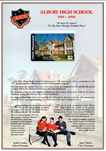 1994 Australia Albury High School $2 Phone Card Pack, Unfolded, Mint Condition - Bild 1 von 2