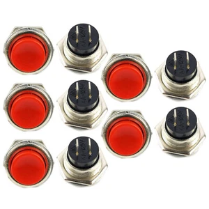 10Pcs Power Switch Round Red Guitar Kill Switch Push Button Start Button Switch - Foto 1 di 12