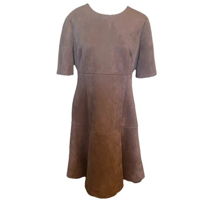 Calvin Klein Women’s Dress 14 Brown Faux Suede Fit & Flare Knee Length NWT $119 - Image 1 of 4