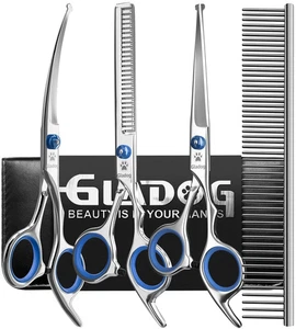 Professional 5 in 1 Dog Grooming Scissors Set with Safety Round Tips, Sharp a... - Picture 1 of 8