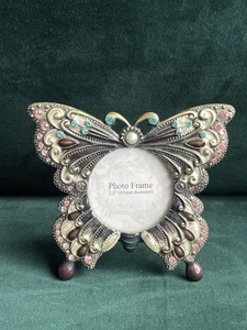 Butterfly Shaped Jewel Photo Frame Aperture 2.5" (63mm) Metal - Imagen 1 de 2