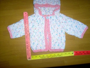NEW Handcrafted/crochet hooded baby sweater, small, 1 button close - Picture 1 of 6