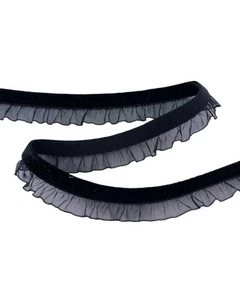 Passamaneria Bordo Velluto Pizzo Elastico Organza Rouches Alta 15 Mm PE0014 - Imagen 1 de 6