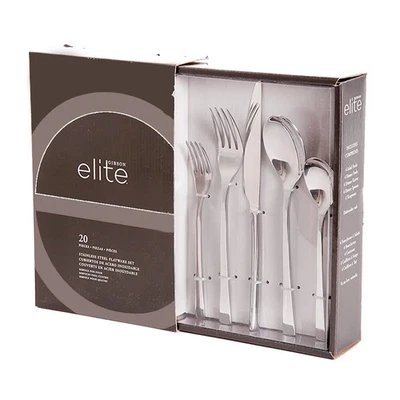 Gibson Elite Sparland Forged Stainless Steel Flatware Silverware Set, 20 Piece - Image 1 of 4