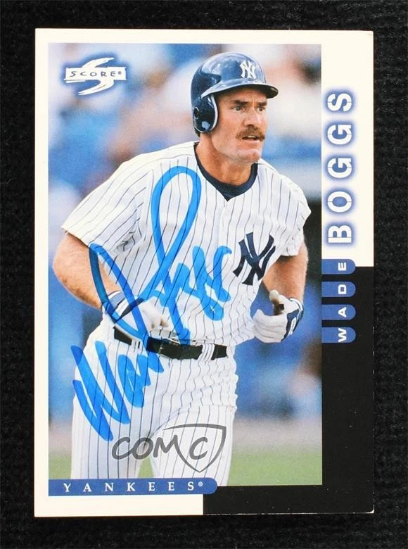 JSA Certified 1998 Score Wade Boggs #221 COA Auto HOF - Image 1 of 2