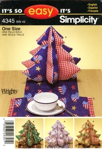 Simplicity 4345 Soft Sculpture Christmas Tree Centerpiece, Table Runner UNCUT - Picture 1 of 4