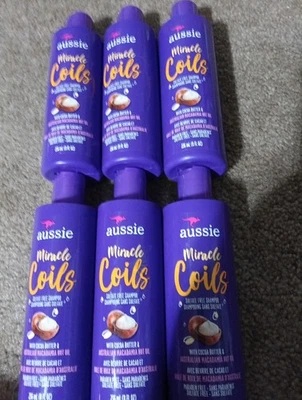 (6) Aussie Miracle Coils Sulfate Paraben Free~cocoa butter/macadamia oil~Shampoo - Image 1 of 4