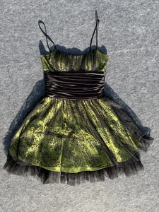 Morgan Co Dress Womens 5/6 Green Formal Prom Grunge Punk Rock Cheetah Print - Picture 1 of 7