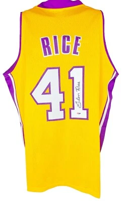 Camiseta firmada autografiada por Glen Rice NBA Los Angeles Lakes certificado de autenticidad PSA G-Money Foto 1 de 4