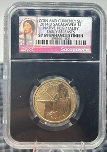 NGC SP69 2014-D Sacagawea Coin/Currency Set, Native Hospitality, early releases - Picture 1 of 2