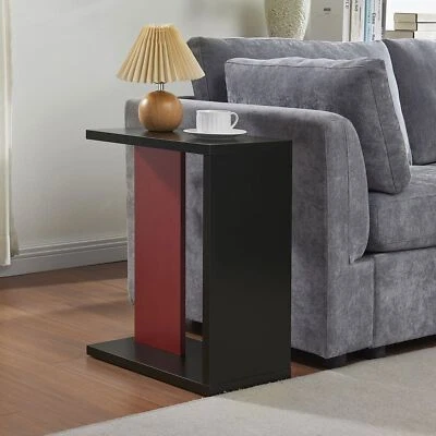 Kings Brand Furniture Side Table for Couch, Snack Laptop Table, Black/Red - Image 1 of 4