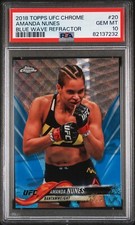 2018 Topps Chrome UFC #20 Amanda Nunes Blue Wave Refractor /75 PSA 10 POP 4
