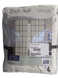 Truly Soft 84X50” 2 Panels Window Panel -Black striped Brand New!! - Picture 1 of 3