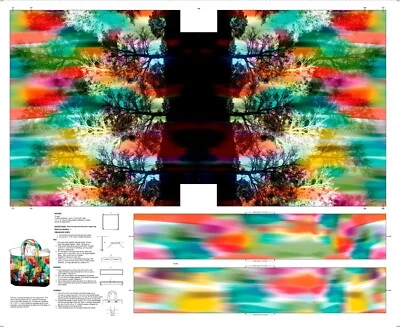 Quilting Treasures Tree Dance 36.5" Tree And Aurora Borealis Tote Bag Panel Mult - Image 1 of 4