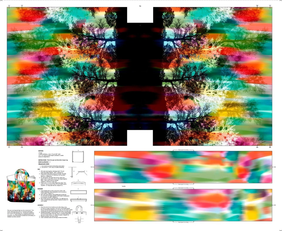 Quilting Treasures Tree Dance 36.5" Tree And Aurora Borealis Tote Bag Panel Mult - Image 1 of 4