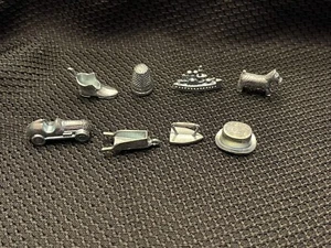 Monopoly Tokens 2008 Replacement Pieces 8 Movers Used Car Hat Shoe Dog Ship Iron - Picture 1 of 3