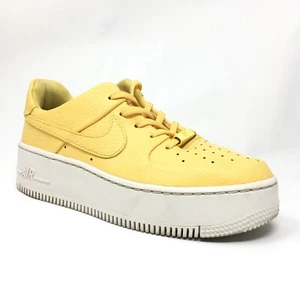 Nike Air Force 1 Sage Low Shoes Sneakers Womens Size 5.5 Topaz Yellow Leather - Picture 1 of 9
