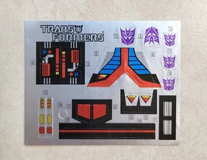 TRANSFORMERS G1 ASTROTRAIN STICKER SHEET RARE! DECEPTICON ROBOT DECALS LABELS - Picture 1 of 2
