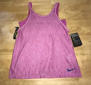 Reggiseno sportivo corto nuovo con etichette ragazza giovane grande Nike Dri-Fit vestibilità standard rosa canotta - Foto 1 di 10