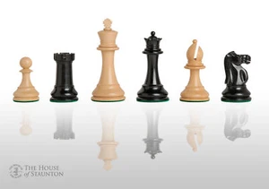 British Chess Company Staunton Chess Pieces - 4.0" King - Ebonized Boxwood - Picture 1 of 12