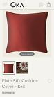 OKA Rich Red Square Silk Cushion Cover With Oka Down Cushion Pad RRP £93