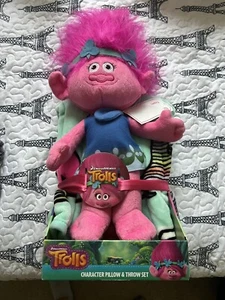 DreamWorks Trolls Character Pillow And Throw Blanket Set - Picture 1 of 2