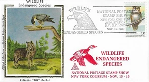 Estampilla de vida silvestre de búho lobo águila en peligro de extinción EE. UU. seda colorado 1978 - Imagen 1 de 1