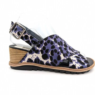 Jeffrey Campbell Purple Leopard Calf Hair Wedge Sandals Women's US 6 - Image 1 of 4