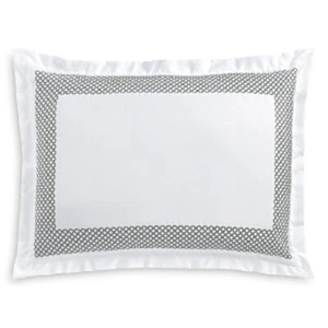 Hudson Park Collection 500TC Embroidered Geo King Sham 20x36in Charcoal/White - Picture 1 of 13