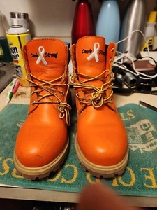 STIVALI TIMBERLAND PREMIUM 6" ARANCIO BRILLANTE NABUK 5M Junior Cancro al seno Consapevole - Foto 1 di 10