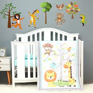 Baby Bees 3 Pieces Jungle Party Crib Bedding Sets for Boys and Girls Baby Beddin - Picture 1 of 8