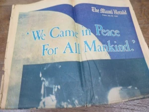 Miami Herald July 25, 1969 MAN WALKS ON THE MOON, Ok Condition Newspaper - Picture 1 of 10