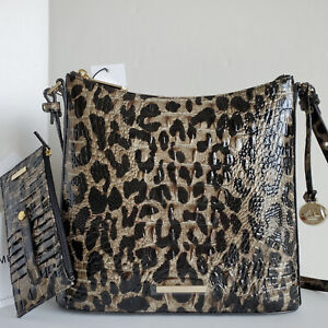 🌹 Brahmin Katie Crossbody Snow Leopard Leather Messenger Bag + Wallet NWT***HTF