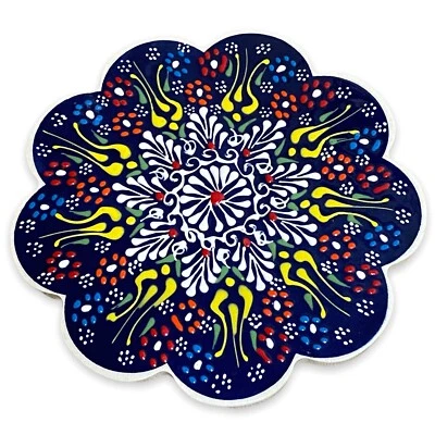 Iznik Style Ceramic Trivet Tile Turkish Floral Pottery Art 7” Boho Kitchen Decor - Image 1 of 2