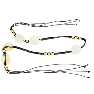 Geflochtene Muscheln Holzperlen Boho Hippie Taillengürtel Quaste 36" - Bild 1 von 6