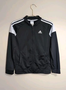 Adidas Essentials Junior Gr. M 11/12 Warm-Up Slim 3 Streifen Trainingsjacke schwarz - Bild 1 von 6