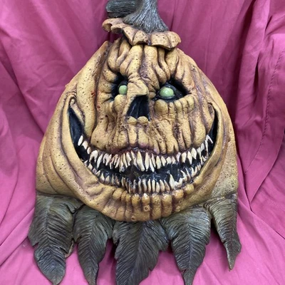 (¡Sucio!)  JACK-O-LANTERN CALABAZA ROJO Adulto Látex Máscara de Lujo Golpe en la Noche Foto 1 de 4