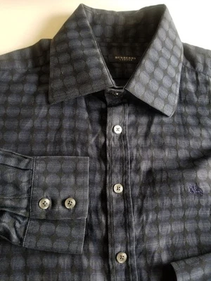 Camisa de vestir Burberry para hombre manga larga con botones 16,5-42 azul/negro a cuadros a cuadros Foto 1 de 4