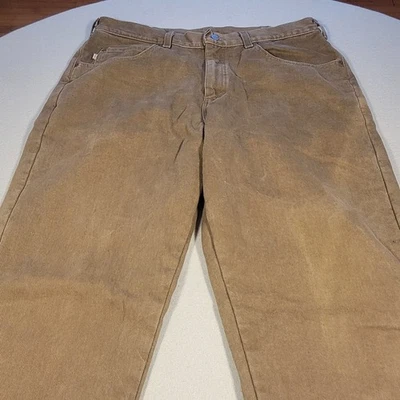 Vintage LL Bean Double L Flannel Lined Pants Mens 38x29 Khaki Made In USA Rugged - Image 1 of 4