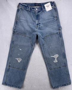 Neu mit Etikett Abercrombie & Fitch authentische starre Denim Baggy Carpenter 33 x 32 abgenutzt - Bild 1 von 19