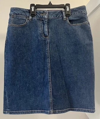 Falda vaquera Talbots Petites talla 4P para mujer algodón elástico azul denim bolsillos cremallera Foto 1 de 4