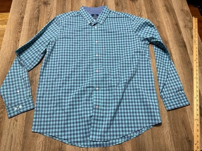 Camisa George, Para Hombre Talla XL, Verde Azul Calce Clásico Manga Larga Camisa Abotonada Foto 1 de 4