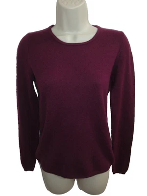 Suéter Ann Taylor 100% Cachemira Rosa Profundo Púrpura Cuello Redondo Talla S Puede Calzar XS Foto 1 de 3